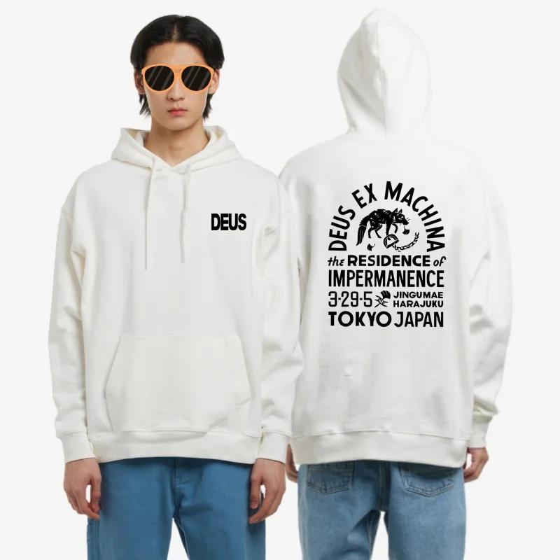Men And Women Sweatshirt Letter Print Hooded DEUS EX MACHINA Pullovers Korean Fashion Loose Casual Hoodies Pullover Clothing BMX