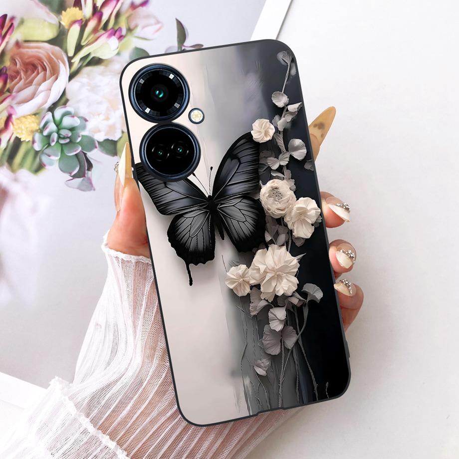 For Tecno Camon 19 Pro 19 Neo Camon19 4G Phone Case Matte Soft TPU Bumper Cover Cool Cartoon Luxury Butterfly Flower Funda