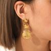 18K Gold Stainless Steel Shell Stud Earrings, Titanium Steel Tassel Drop Earrings, Western Ins Ocean Style Ear Jewelry