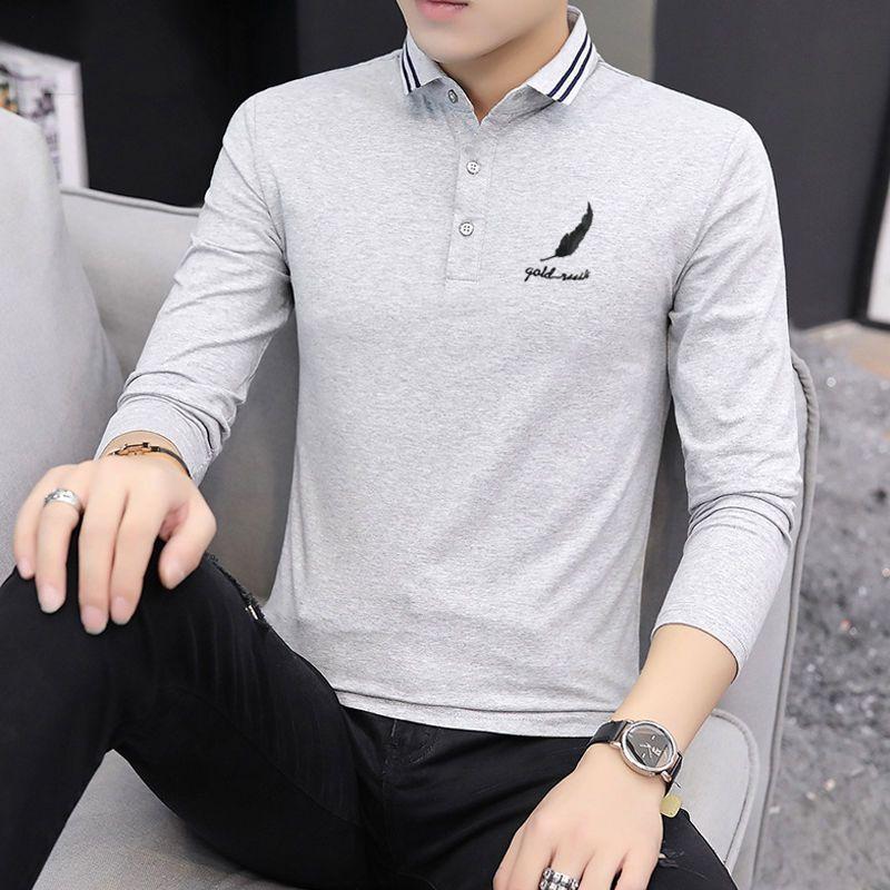 Men's Long Sleeved T-shirt Polo Shirt Men's Autumn Clothes Youth Clothes Korean Fashion Students