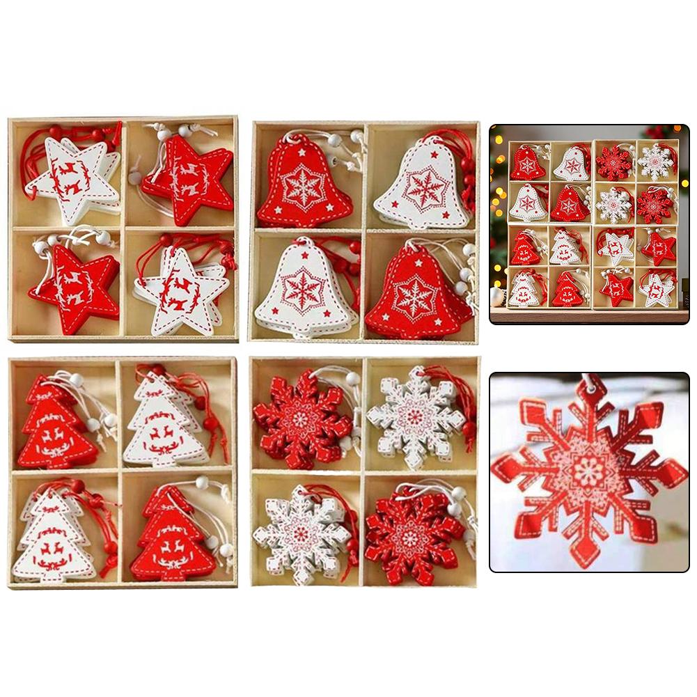 Christmas Celebrations Red White Hanging Decoration Charming Holiday Decor Beautifully Carved Shapes Convenient Hanging String