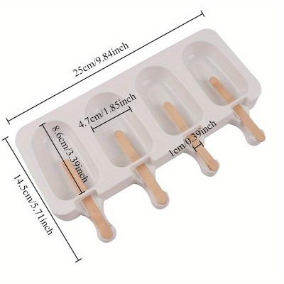 1 Stück 4-gliedrige Große Pudding Eiscreme Silikonform DIY Ovales Stieleisform Schokoladenform Backzubehör
