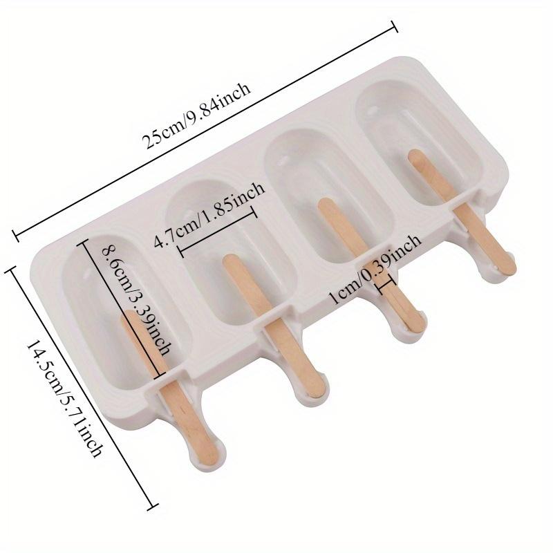1 Stück 4-gliedrige Große Pudding Eiscreme Silikonform DIY Ovales Stieleisform Schokoladenform Backzubehör