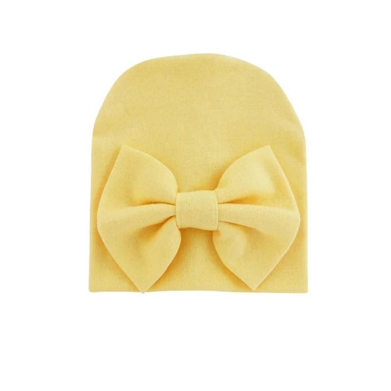 Cotton Solid Bowknot Beanie Newborn Baby Girl Knot Gorras Hat Bebe Bow Bonnet Warm Hat Double Layer Infant Cute Bow-tie Skullcap