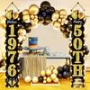 50th Birthday Party Banner Lighted Decorations for Men and Women - Black Gold Vintage 1976 50th Birthday Door Banners with LED Light, Fifty Years