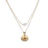 Anti-Oxidation Stainless Steel Conch Pearl Necklace, Double-Layered Design