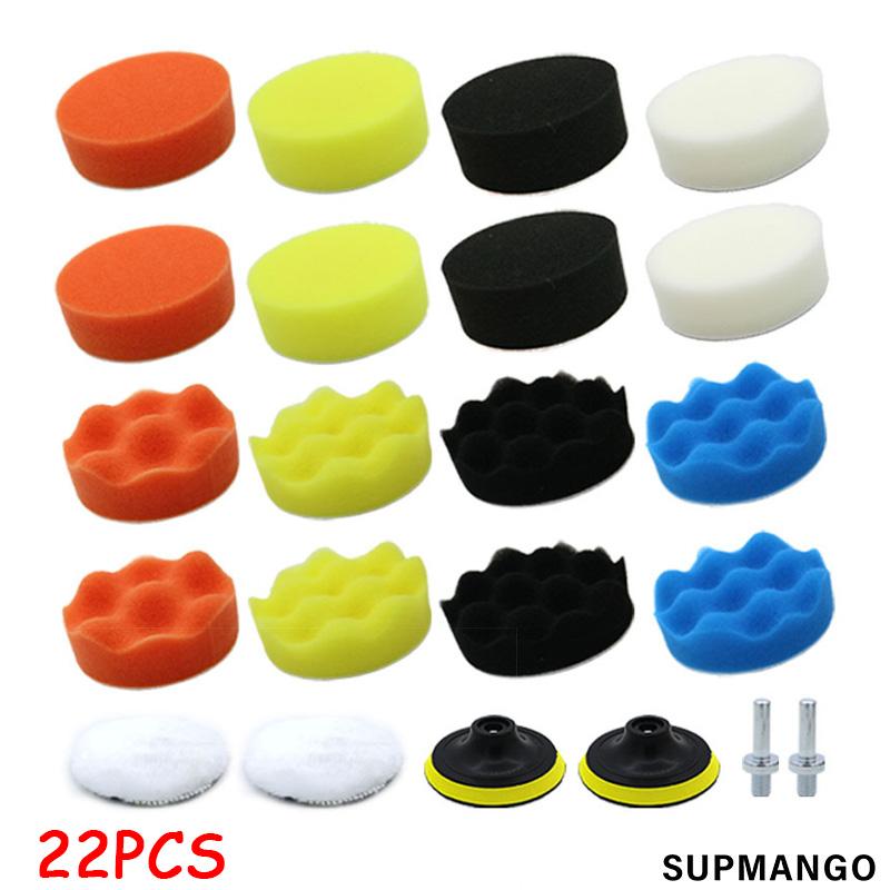 

Универсальные аксессуары для ухода за лакокрасочным покрытием автомобиля, 22 шт., набор губок для полировки автомобиля, набор пенных накладок, набор полировальных накладок с восковыми накладками