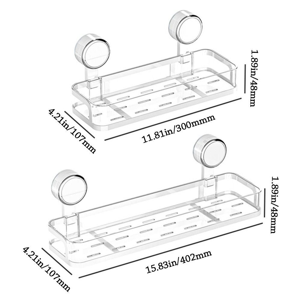 Simple Wall Mounted Bathroom Storage Rack Suction Cup Design Non Perforated Bathroom Toiletries Holder Shower Storage Shelf Home