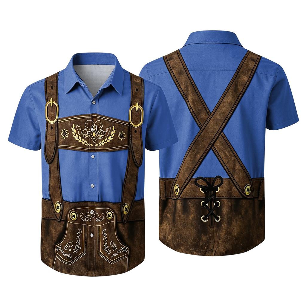 Men's Vintage Print Short Sleeve Cardigan Casual Loose Fit for Party Festival Daily Wear