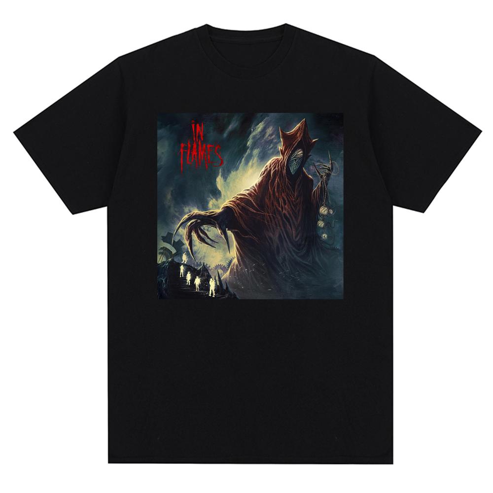 In Flames Metal Music Pattern Printed T-shirt Oversized Tops  New Harajuku Casual Short Sleeve T Shirt Unisex Clothing
