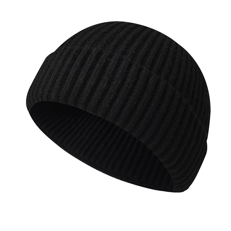 

[Qzkouma] knit hat beanie men s ladies hat beanie hat Cold protection warm turn back unisex GKUG-120 (black)