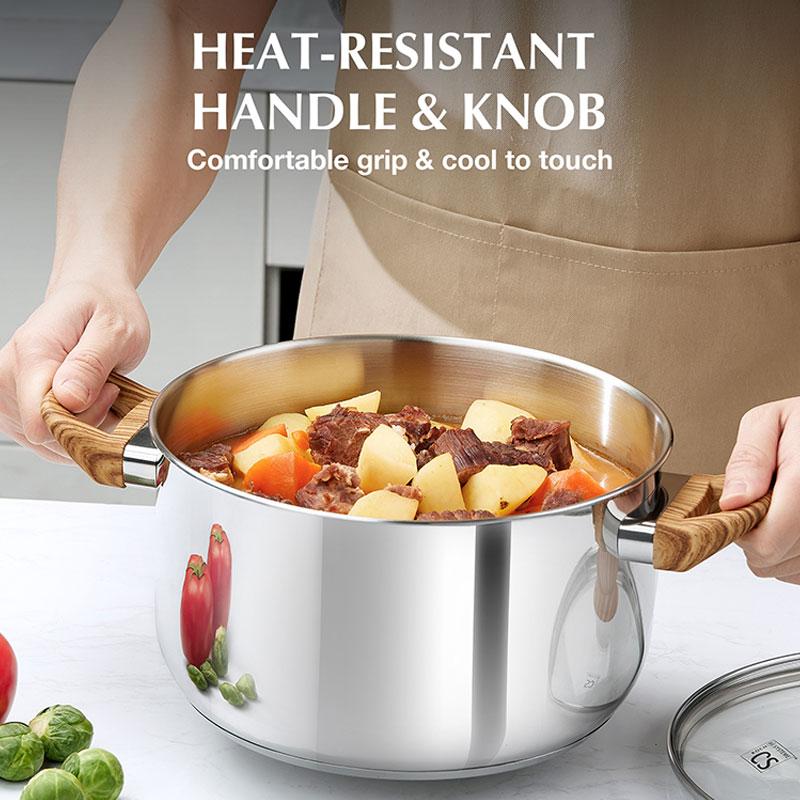 4/6 Quart Stainless Steel Soup Pot with Lid Non Stick Stock Pot Stews Pasta Soup Spaghetti Cooking Pot Suitable for All Stoves