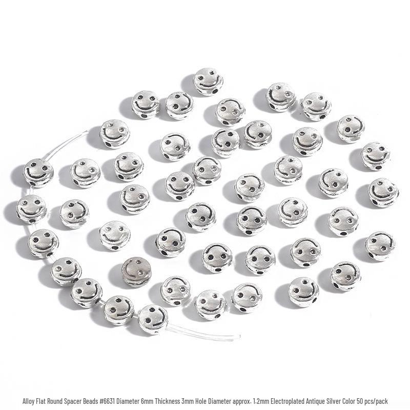 Ručně vyráběné slitinové ploché kulaté distanční korálky pro DIY šperky, náramky, náhrdelníky, spojovací přezky, materiálové doplňky