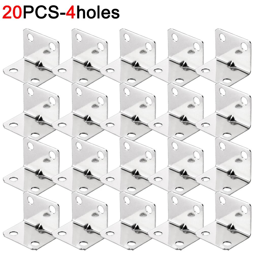 30/10PCS Universal Furniture Corner Connectors Stainless Steel Corner Braces Heavy Duty Brackets Fastener For Bedframe Cabinets