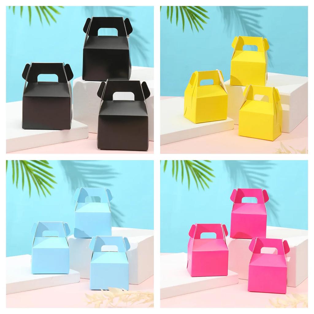 6pcs Festival Party Cake Box Candy Box Handheld Gold Card Box Creative Wedding Candy Box Horn Paper Box Candy Cake Packaging