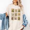 Vintage Floral Stamps Tshirt Distressed Botanical Shirt Cottagecore Clothes Gift for Stamp Collector Shortsleeve Tees