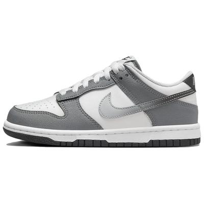 Dunk Leather Comfortable Low Top Kids' Skateboarding Shoes White Gray Unisex HM9617-001