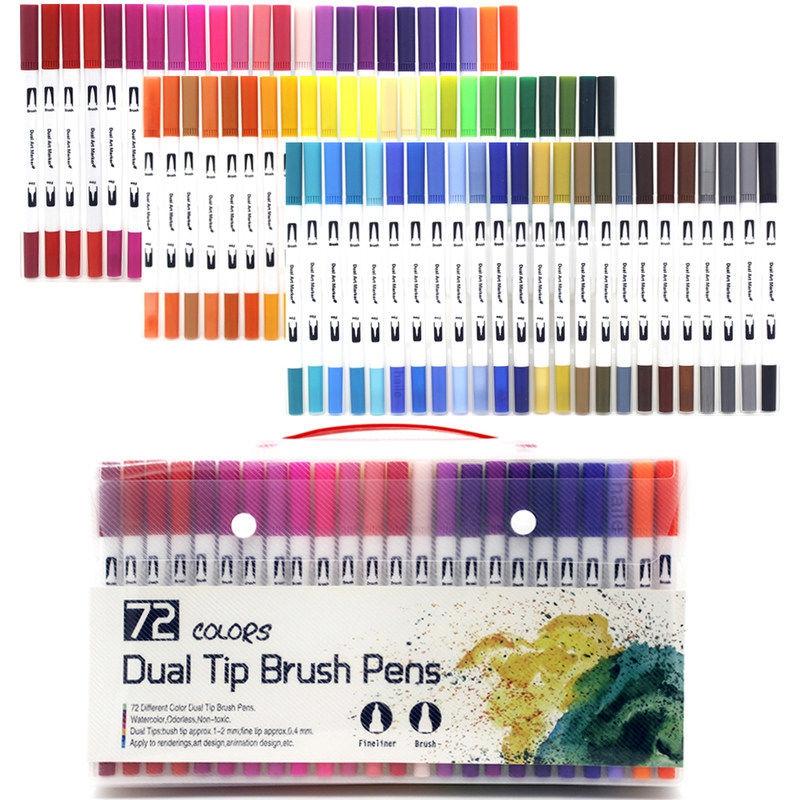 12/100/120Colors Dual Tip Calligraphy Pen Watercolor Brush Pen Art Markers Pens Manga Sketching Drawing Children DIY Supplies