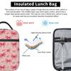 Pink Bow Pattern Insulated Lunch Bag for Women Kids Portable Food Boxes Thermal Lunch Box Tote