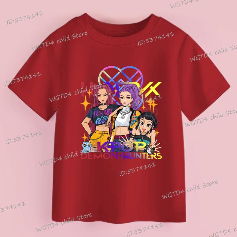 Fashion Movie Kids T-shirt KPop Demon Hunters Cool Girls Tee Top Funny Gift for Fans Cotton Tshirt K-Pop Demon Hunters Clothes
