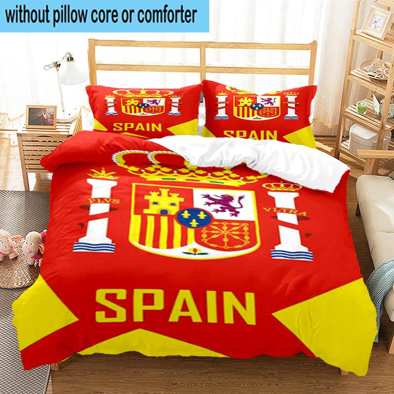 3pcs Spain's Royal Emblem Printed Bedding Set Duvet Cover Closure Includes 1 Duvet Cover & 2 Pillowcases Bedding Sets Home Decor Gifts