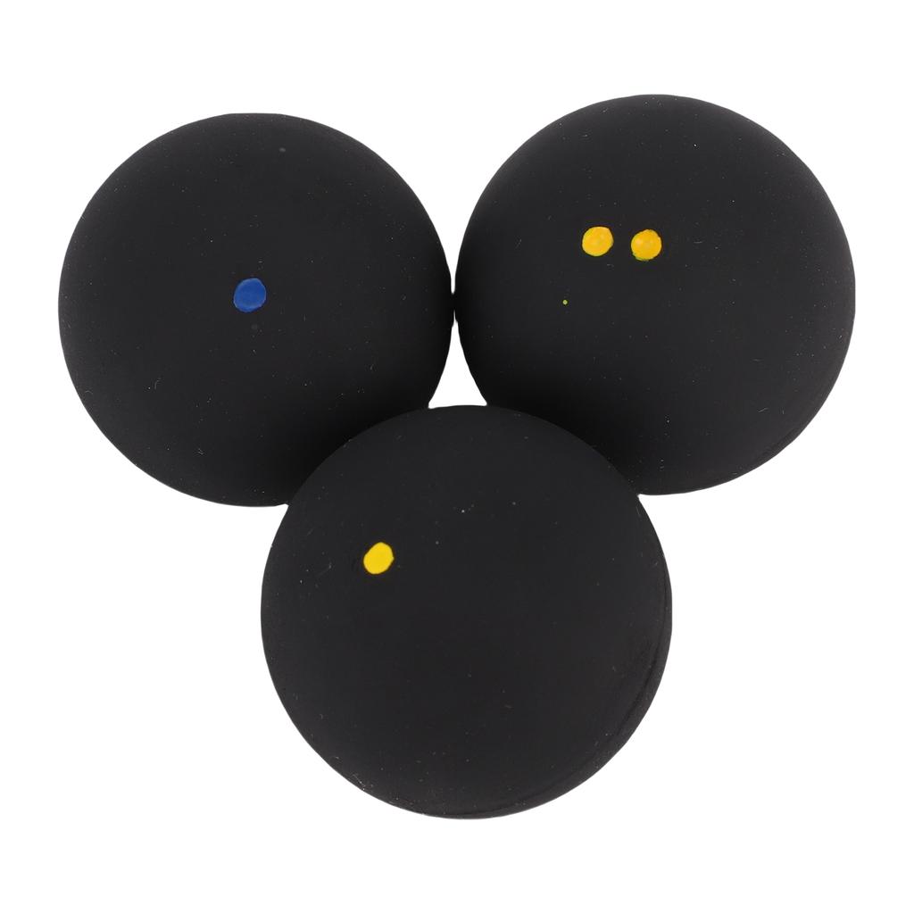 3Pcs Squash Ball Combo Set Single Blue Dot Single Yellow Dot Double Yellow Dot for Professional Training Practice