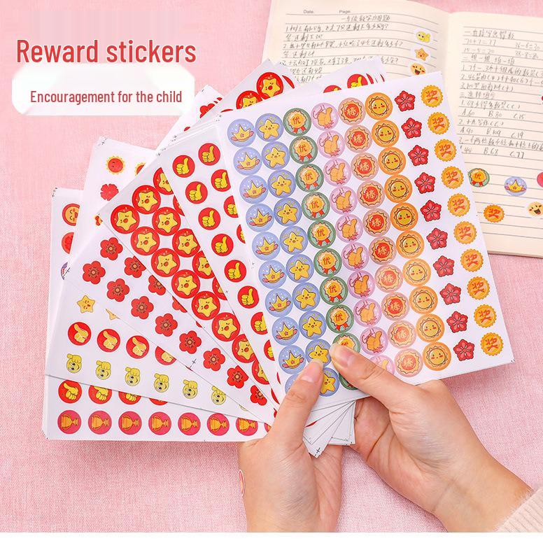 Little Red Flower Reward Stickers: Cute Thumbs Up and Smiley Face Praise Stickers for Elementary and Kindergarten Students