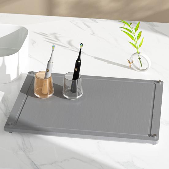 Toiletries Storage Holder Quick-Drying Counter Mat with Non-Slip Stainless Steel Legs for Home Bathroom