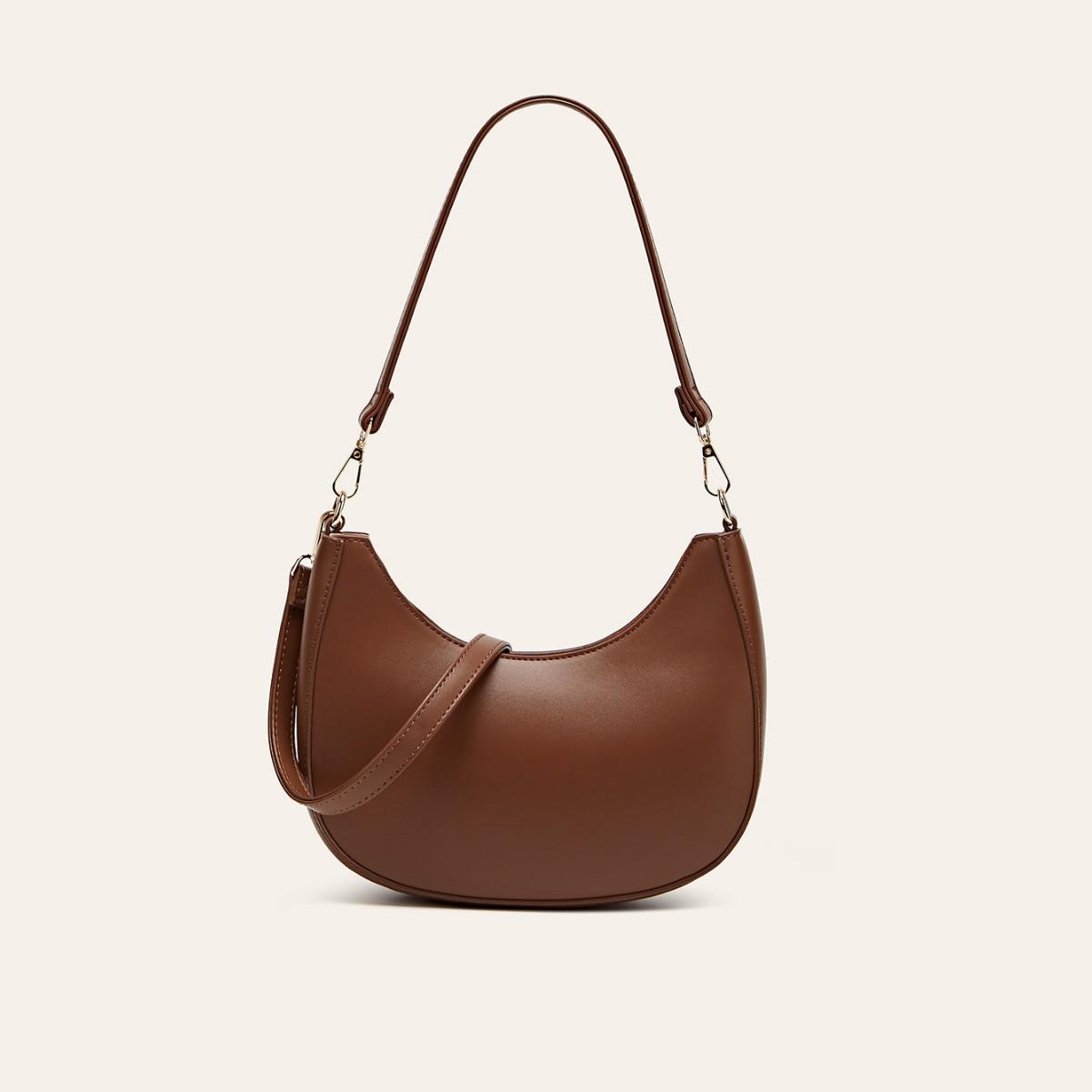 

New trendy women s bag crescent armpit bag high texture foreign style shoulder handbag urban simple crescent saddle bag темно-коричневого кольору