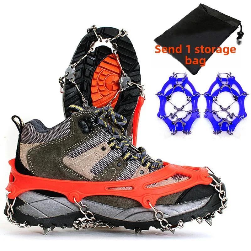 11-Point Stainless Steel Ice Cleats Crampons for Hiking Boots Winter Anti-Slip Traction Spikes Mountaineering Snow Crampons Outd