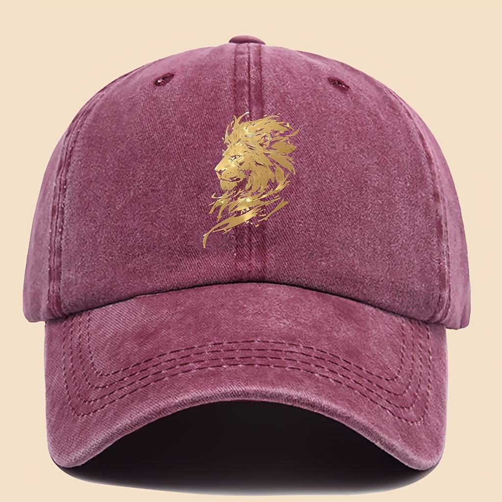 Pc Powerful and Premium Golden Lion Trendy Pattern Print Baseball Cap Urban Casual Headwear Black Papa Trucker Hat Solid Col