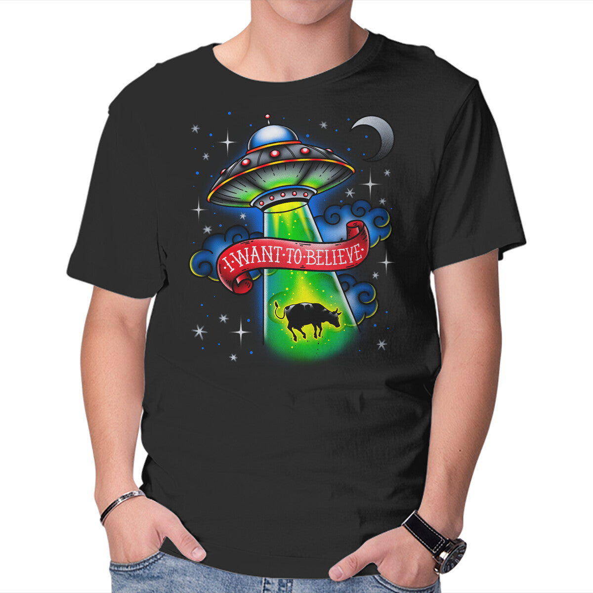 Unisex Crew Neck T-Shirt Believe Graphic Short Sleeve Casual Tee XXL