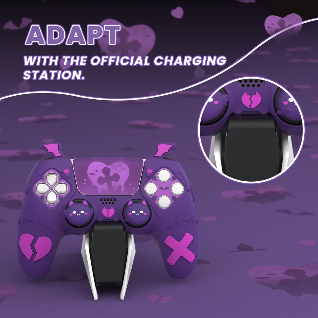 PlayVital Gothic Imp Cute Protective Cover for Ps5 Includes 4 Thumb Grip Caps and 6 Grip Cover for Ps5 Compatible with Official Ps5 Charging Station