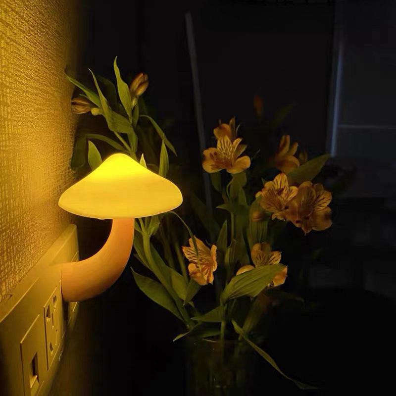 LED Mushroom Night Light: Inductive Sensor, Light-Controlled, Plug-In, Ins Style, Ideal for Bedroom Ambiance.