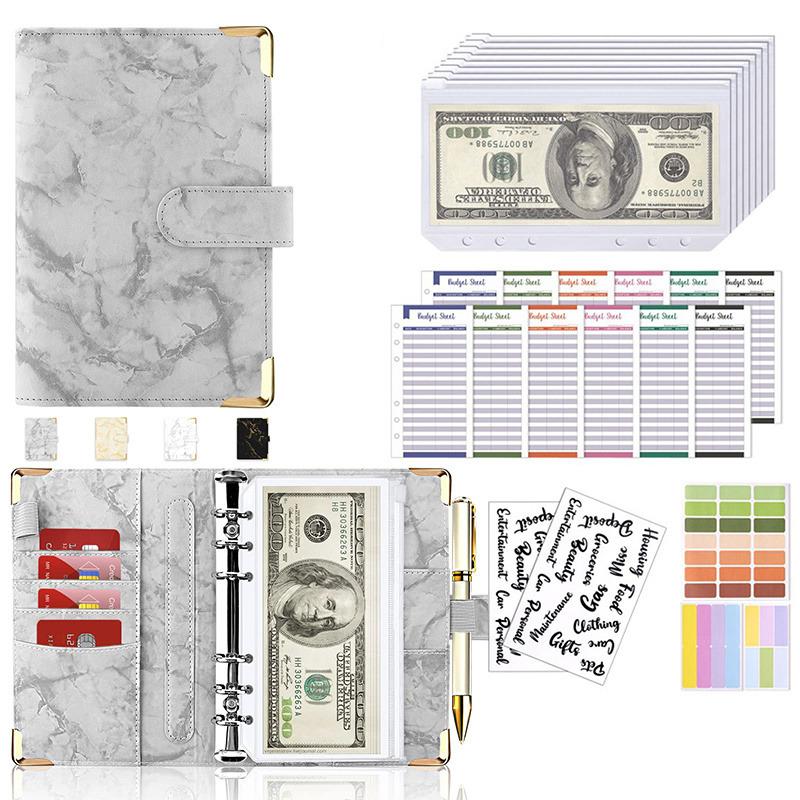 Portable A6 Cash Envelope Budget Notebook With 6 Holes Loose Leaf Binder For Saving Money Financial Management Planner