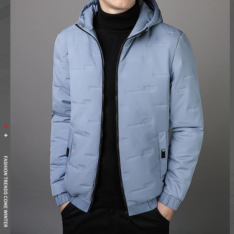 Autumn and winter men's hooded down cotton-padded jacket solid color trendy casual new thermal cotton-padded top youth versatile