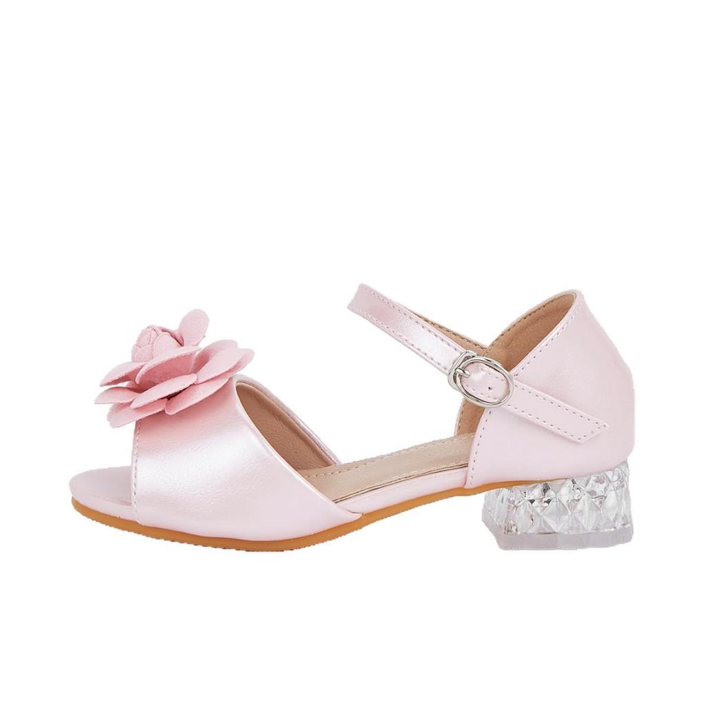2025 Stylish Girls' High Heel Camellia Sandals - Princess Shoes for Outdoor Wear