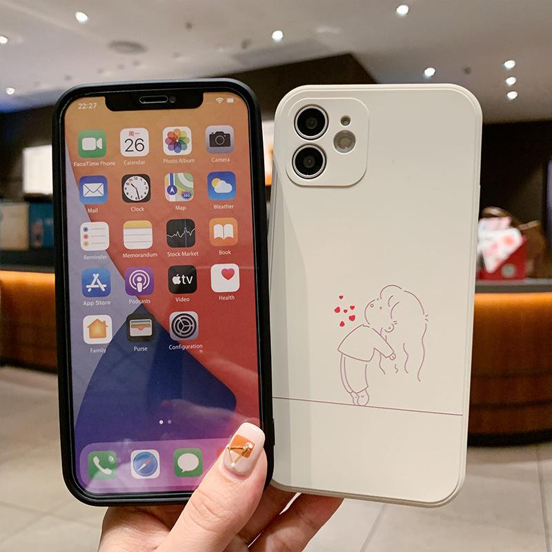 Black White Couples Love For iPhone 11 12 13 14 15 16 Pro X XR XS Max Shockproof Phone Case For iPhone 7 8 Plus Silicone Cover