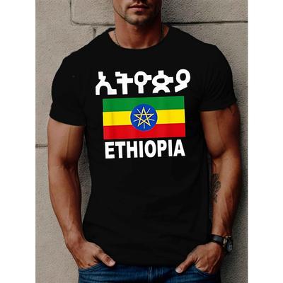 Europese maten Heren Zomer T-shirt met Korte Mouwen uit Ethiopië