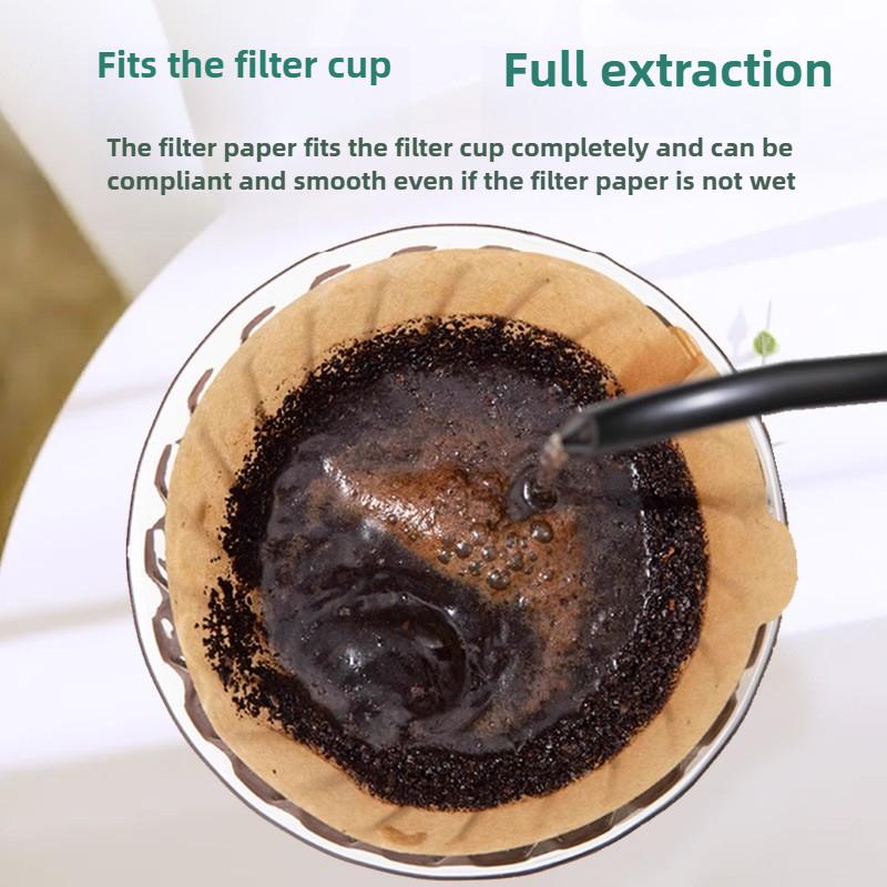 100pcs V02 Hand Brewed Coffee Filter Paper Virgin Wood Pulp Disposable for 1-4 People Cone Drip Coffee