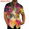 Colorful Flower Clusters Pattern Lapel Shirt For Men Plants 3D Printed Hawaiian Shirts Fashion Short Sleeve Tops Harajuku Blouse