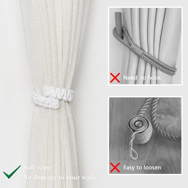Macrame Curtain Tie Back Hand Woven Cotton Rope Back Tying Strap Versatile Tie for Drapes Blinds and Home Decor