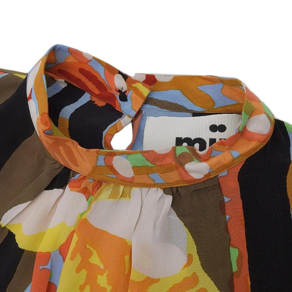 Mii Mil Me EN FORET Silk All-over Print Stand Collar Blouse Tops Women's Multicolor S Tops S multicolorUsed