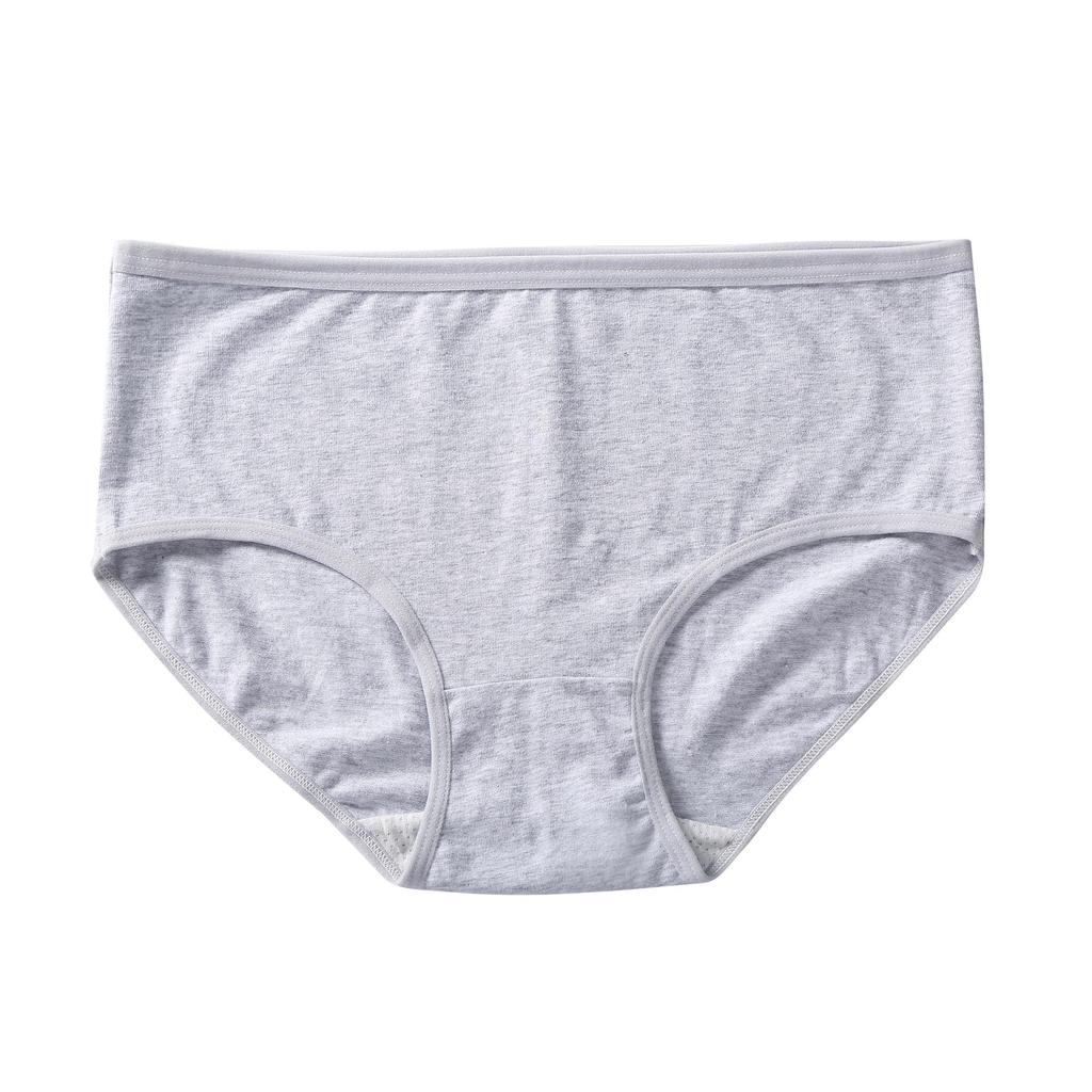 Simple Plus Size Women's Mid-Waist Cotton Panties - Solid Color Breathable Triangle Briefs