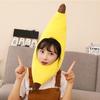 Funny Banana Headgear Soft Cute Cross-dressing Plush Caps Wearable Photography Props Headwear Cartoon Fruit Hat Halloween Christmas Cosplay Costume