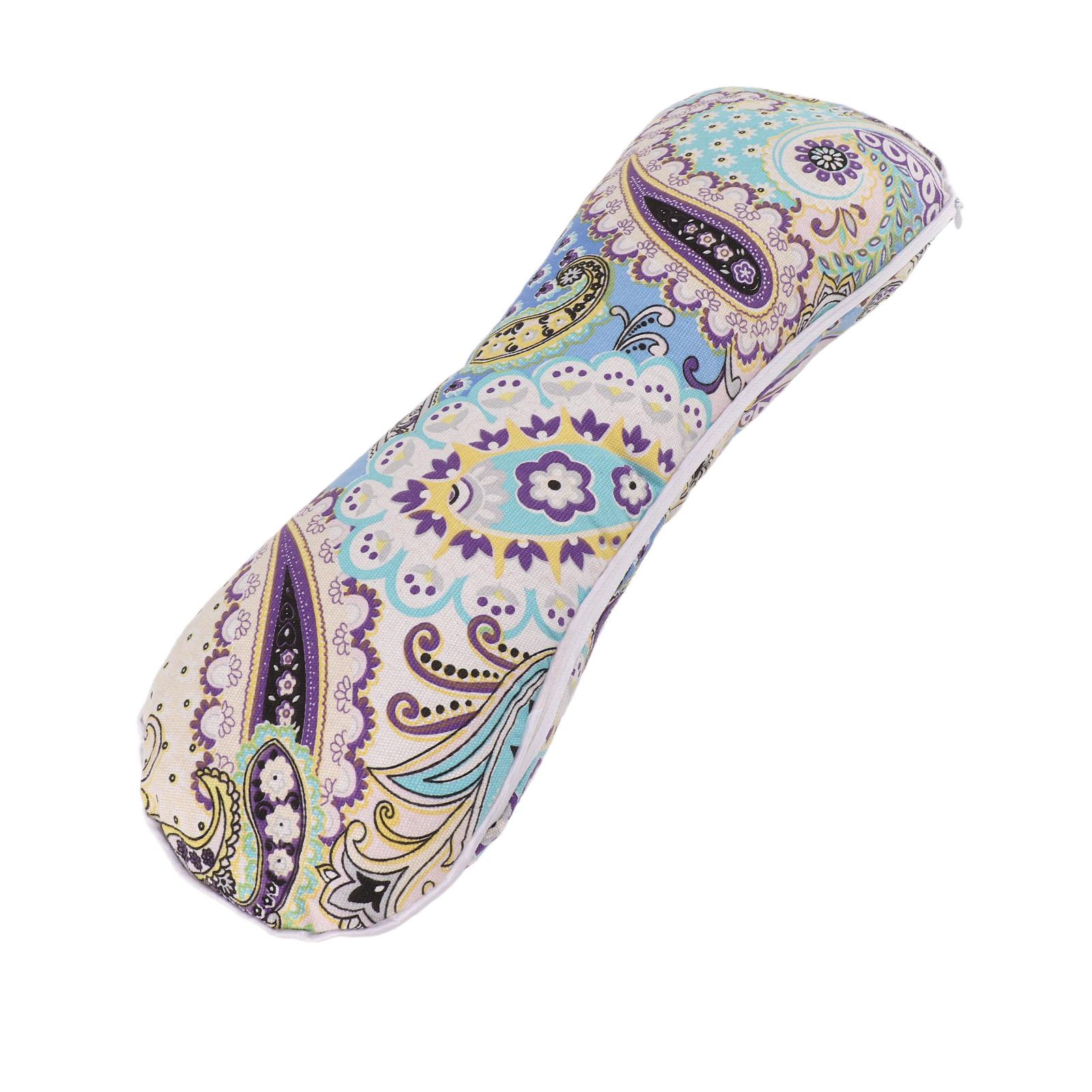 

Purple Flower Pattern Cervical Neck Support Pillow Pressure Relief Ergonomic Wormwood Filling Neck Roll Pillow