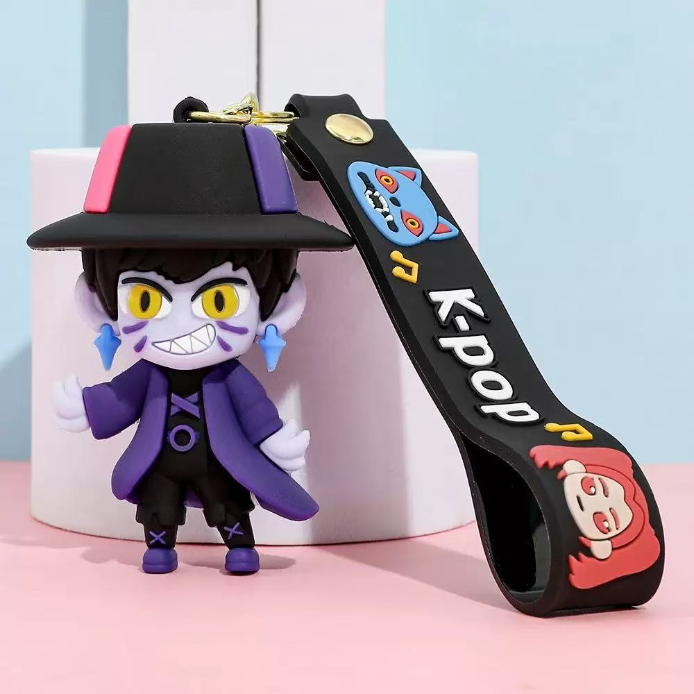 2526 Anime Movie Kpop Demon Hunters Girls Derpy Keychains 3D Stereo Doll Cute Tiger Action Model Toy Collection Gifts