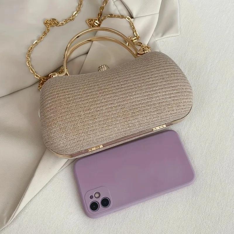 1pc New Fashion Chain Handbag Banquet Bag Shoulder Slung Small Bag Unique Handbag Gold Bag Dinner Bag Storage Bag