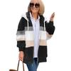 Fuzzy Fleece Jacket for Women Fluffy Sherpa Zip-Up Cardigan Fall Winter Warm Drawstring Hooded Coat with Pockets