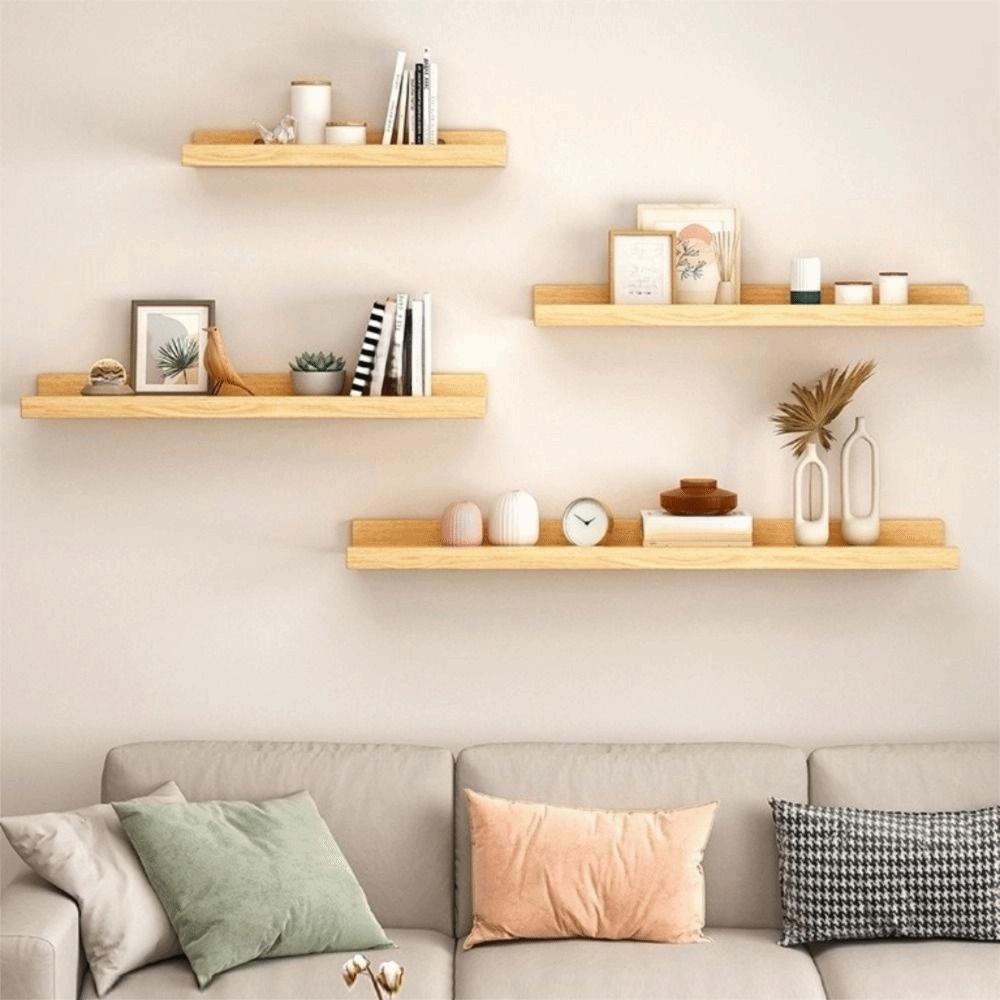 Decorative Wooden Floating Shelf Minimalist Style Bookshelf Organizer  Kitchen